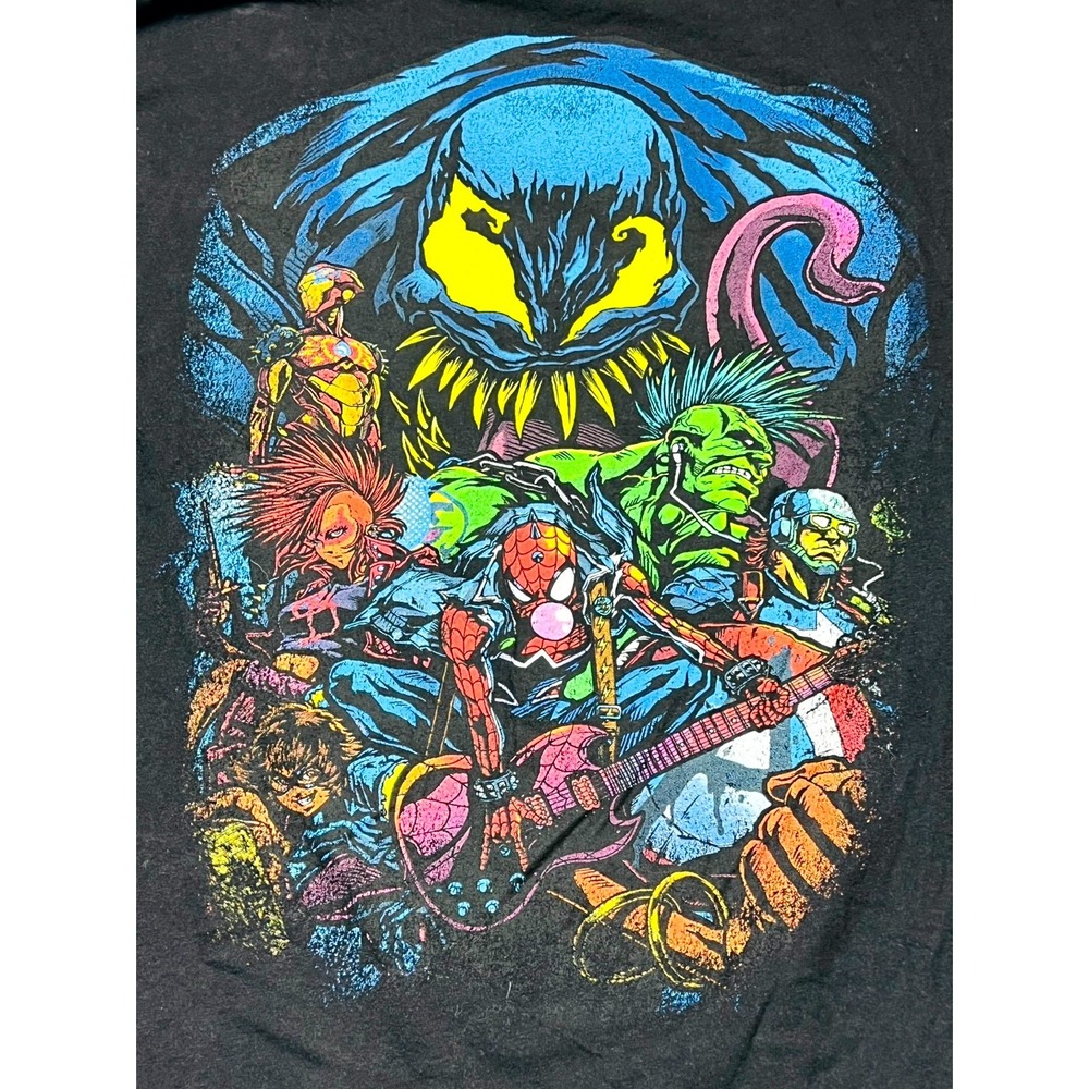 Marvel T Shirt Mens 2X Black Spider Punk Graphic Print Cotton Crew Neck Casual